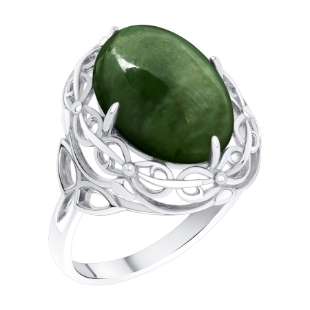 Купить кольцо из серебра с нефритом в интернет-магазине KRASNOE