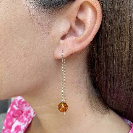 Серьги из серебра с янтарём