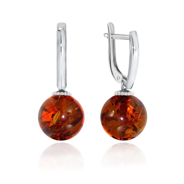 Серьги из серебра с янтарем