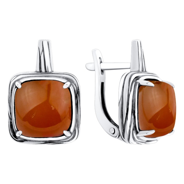 Серьги из серебра с сердоликами в ювелирном интернет-магазине