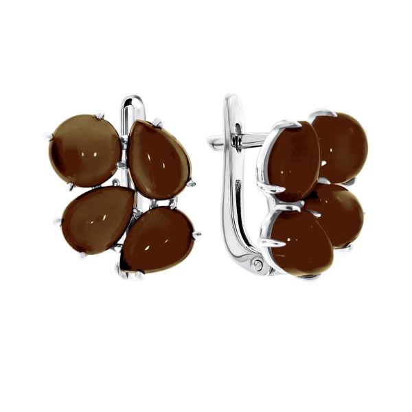 Серьги из серебра с топазами 2340102911 от KRASNOE, металл Серебро, вставка Раухтопаз