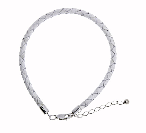 Браслет из серебра с шнур кожаныйом