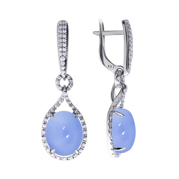 Серьги из серебра с халцедоном