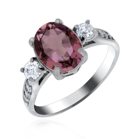 Купить кольцо из серебра с кристаллом, кристалл ювелирныйом и фианитами в интернет-магазине KRASNOE
