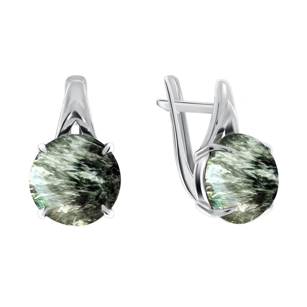 Серьги из серебра с серафинитами в ювелирном интернет-магазине