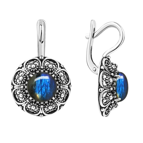 Серьги из серебра с лабрадоритом